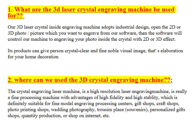 3D van de de Gravuremachine 2000HZ van de Kristallaser Binnensnelheid 120.000 punten/Minuut